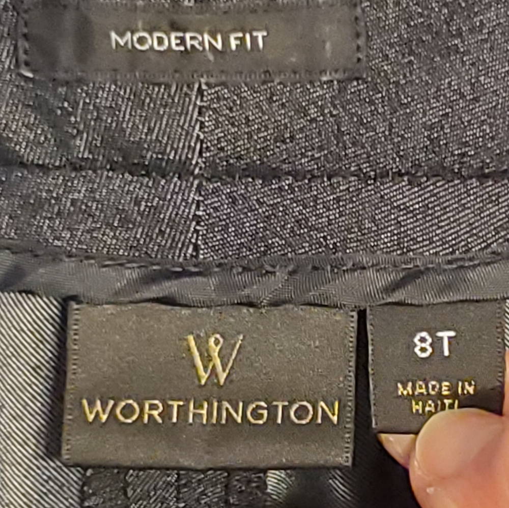 Worthington women's modern fit trouser leg mid rise slacks dark blue 8T - Picture 7 of 10